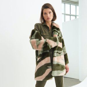 Marbled Faux Fur Coat